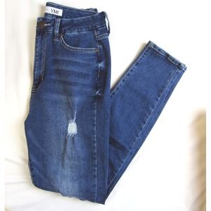 YMI Skinny Jeans Blue Distressed Curvy Fit High Rise Junior's Size 11/30